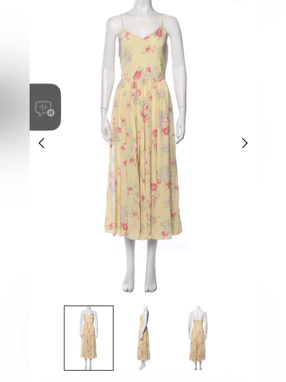 Ralph Lauren Purple Label Yellow Midi Dress with Pink Floral Print